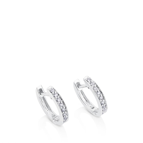 Pendientes aro de oro blanco y diamantes Les Classiques