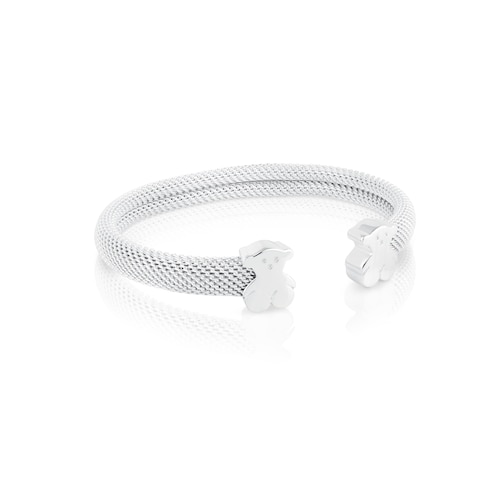 Silver Bangle TOUS Mesh Bear motifs 0,7x0,4cm