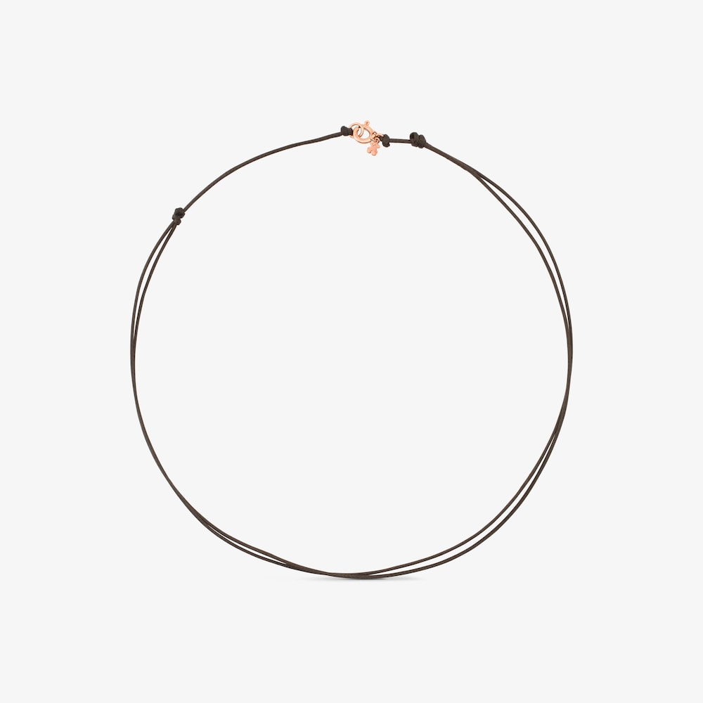 Cadena mediana TOUS Chokers de cord&oacute;n marr&oacute;n con ba&ntilde;o de oro rosa 18 kt sobre plata