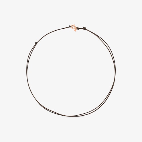 Cadena mediana TOUS Chokers de cord&oacute;n marr&oacute;n con ba&ntilde;o de oro rosa 18 kt sobre plata