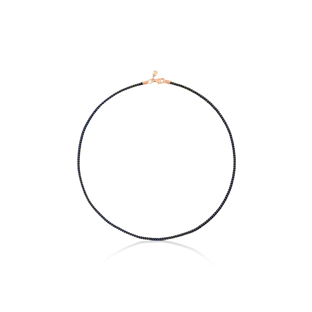 Collar cord&oacute;n azul marino y cierre con ba&ntilde;o de oro rosa 18 kt sobre plata TOUS Chokers