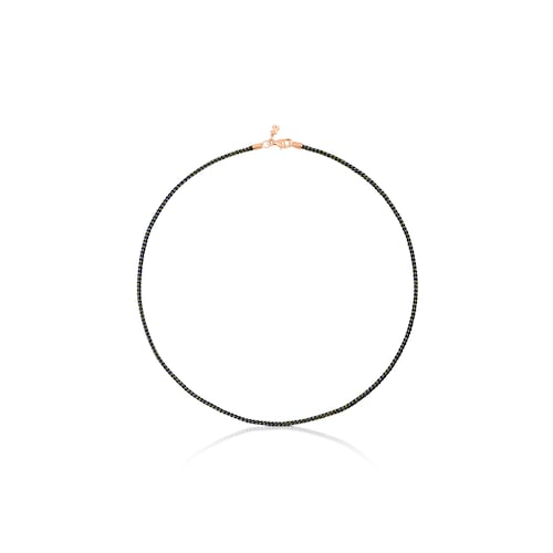Collar cord&oacute;n azul marino y cierre con ba&ntilde;o de oro rosa 18 kt sobre plata TOUS Chokers