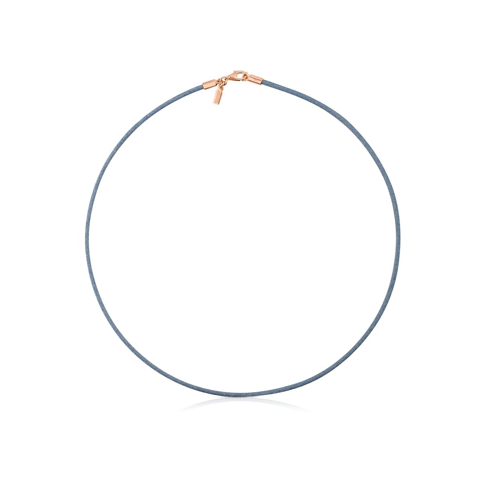 Collar cord&oacute;n celeste y cierre con ba&ntilde;o de oro rosa 18 kt sobre plata TOUS Chokers