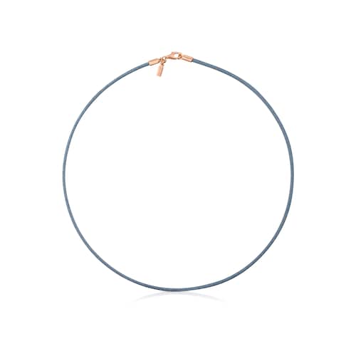Collar cord&oacute;n celeste y cierre con ba&ntilde;o de oro rosa 18 kt sobre plata TOUS Chokers