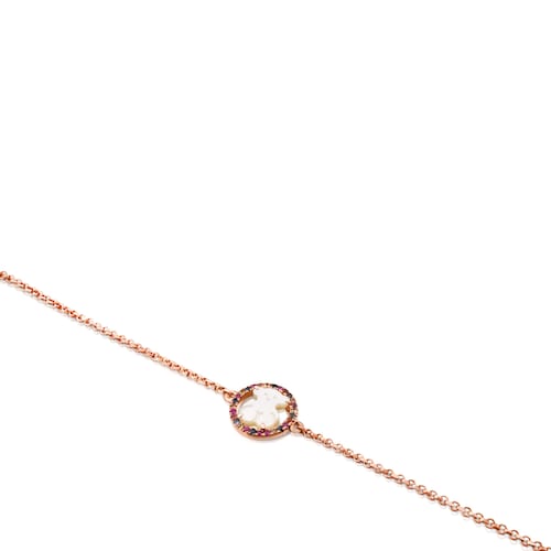 Rose Vermeil Silver Camille Bracelet with Mother-of-Pearl and multicolored Sapphire