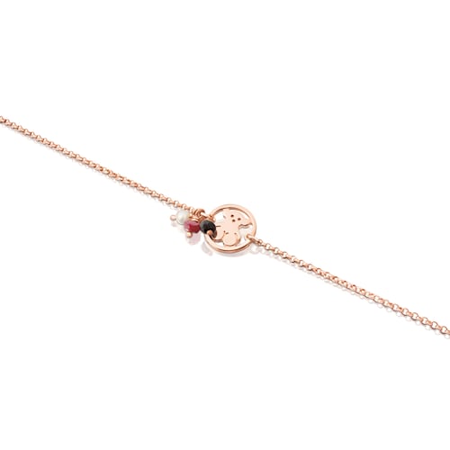 Bra&ccedil;alet amb bany d'or rosa 18 kt sobre plata, &ograve;nix, rob&iacute; tractat i perla cultivada Camille