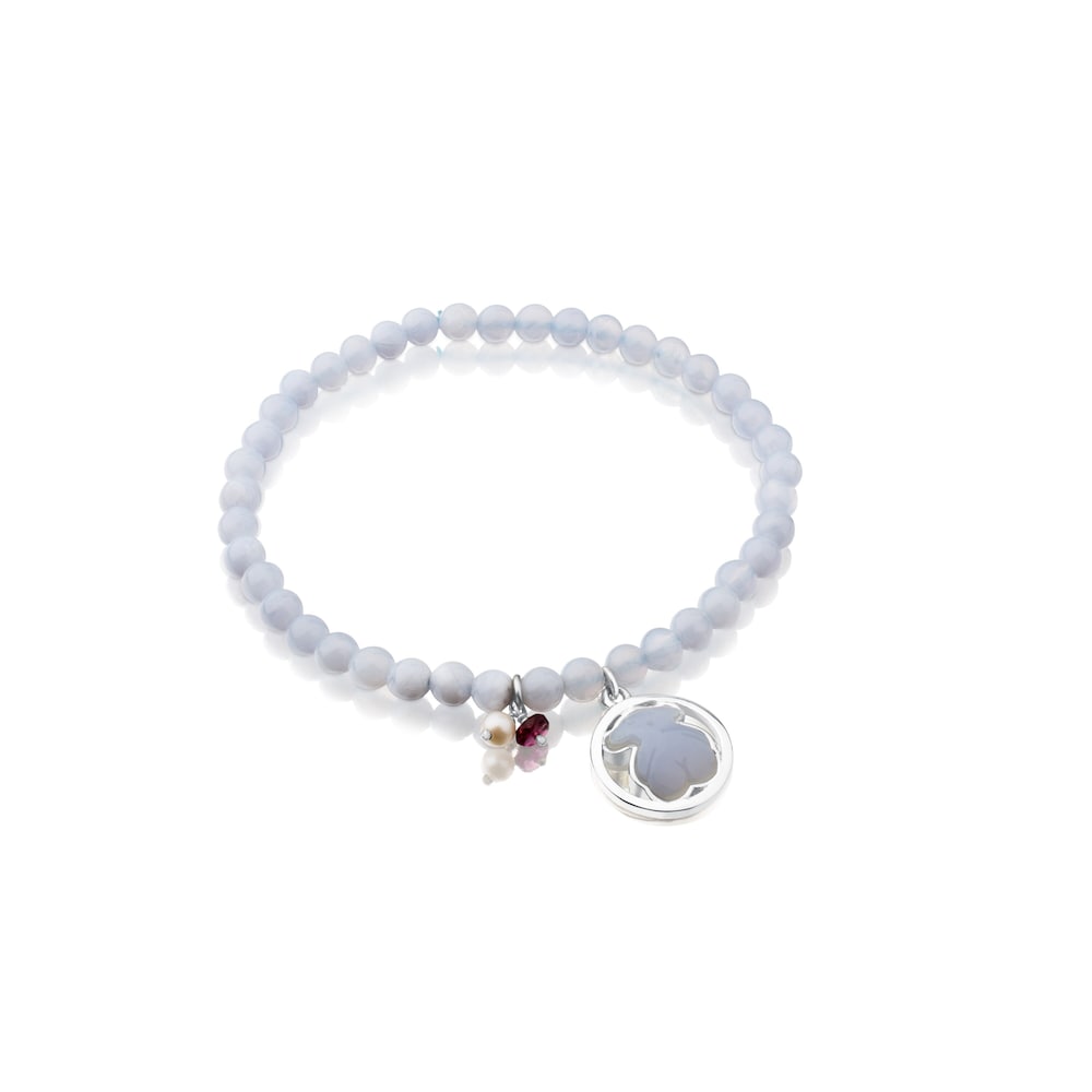 Silver Camille Bracelet with Chalcedony, Ruby and Pearl