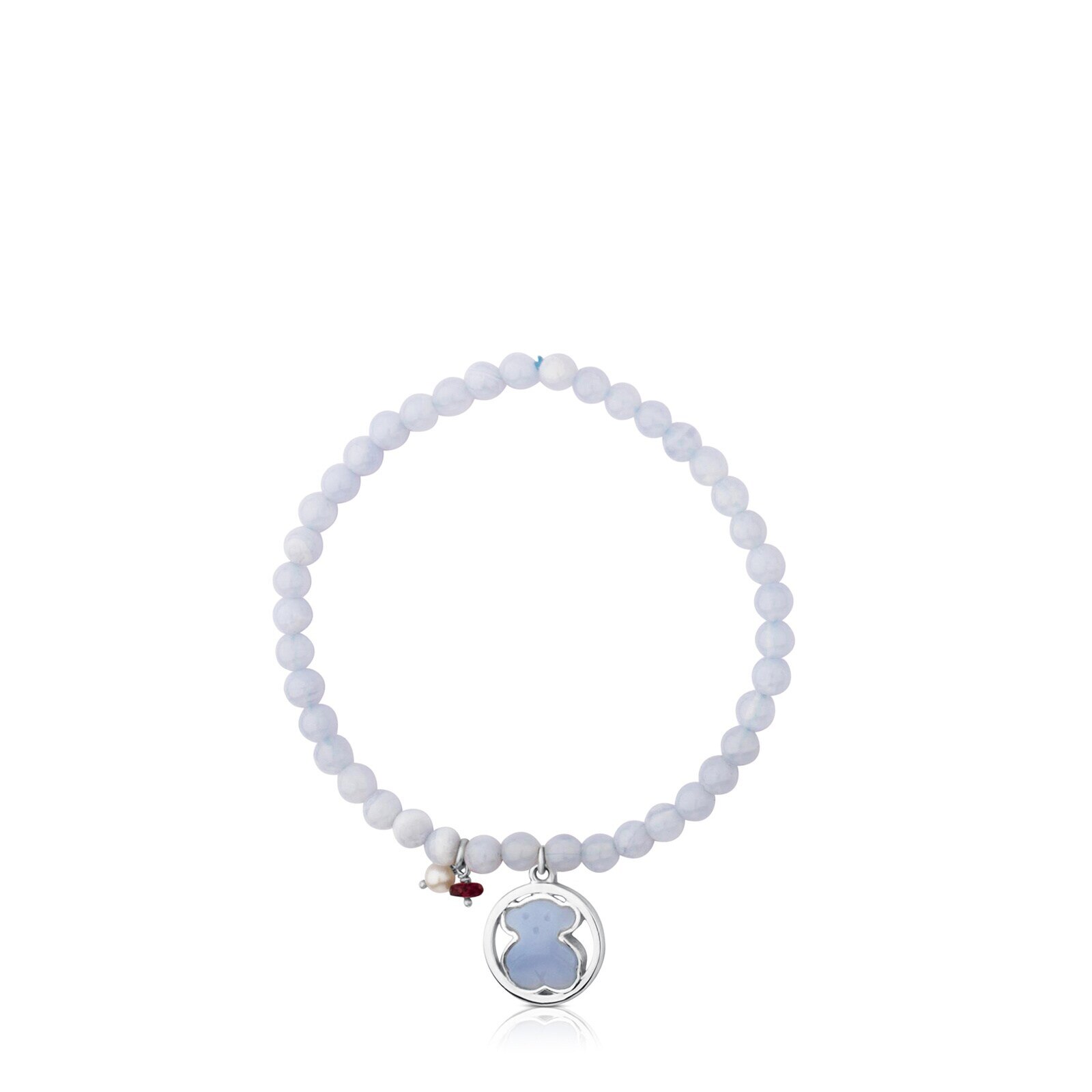 Silver Camille Bracelet with Chalcedony, Ruby and Pearl