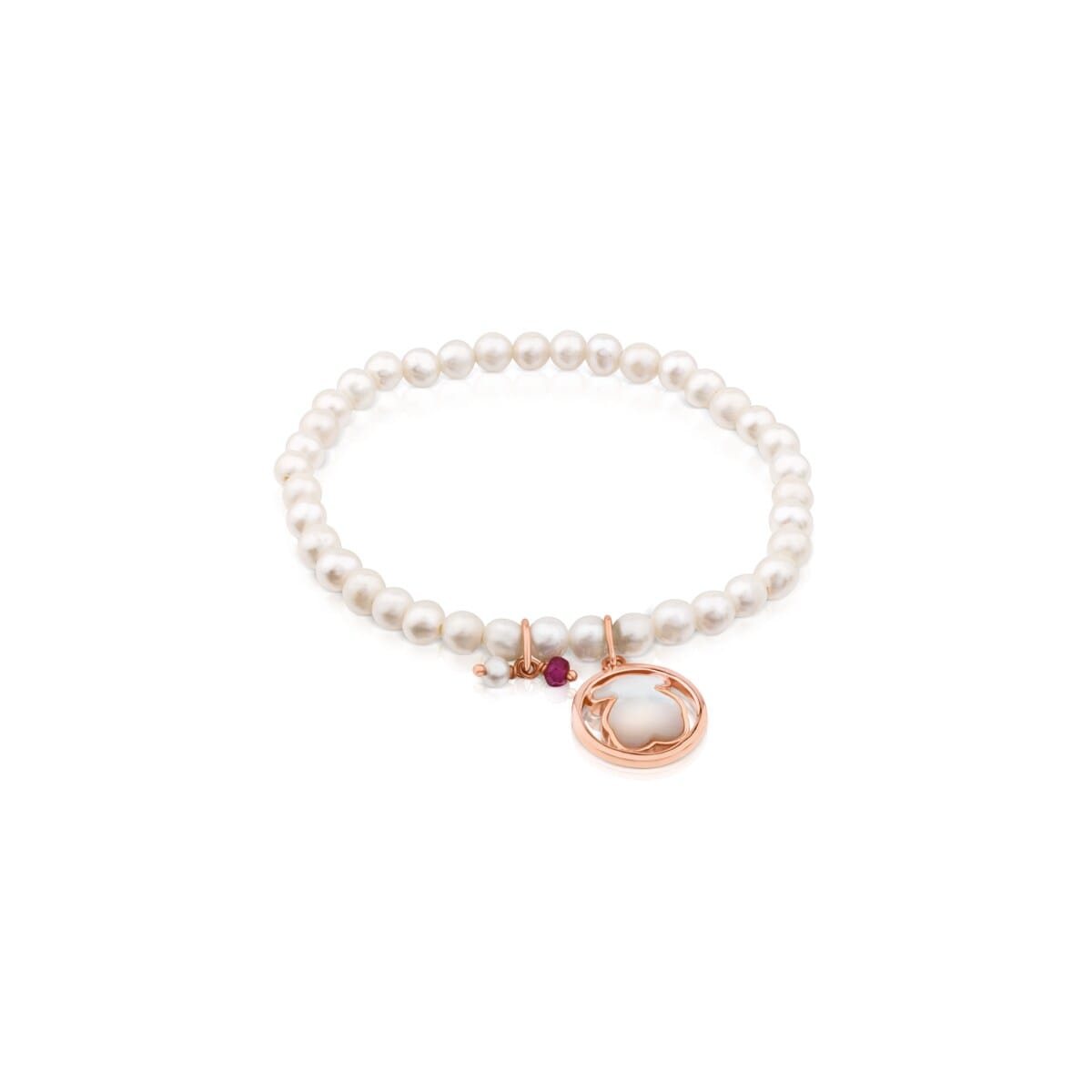 Rose Vermeil Silver Camille Bracelet with Pearls, Mother-of-Pearl and Ruby