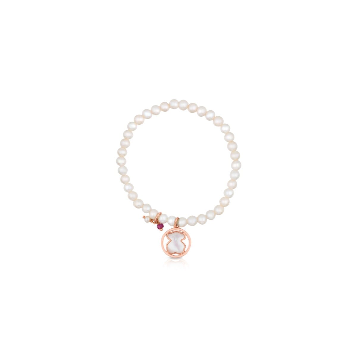 Rose Vermeil Silver Camille Bracelet with Pearls, Mother-of-Pearl and Ruby