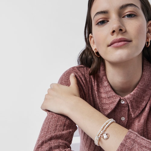 Rose Vermeil Silver Camille Bracelet with Pearls, Mother-of-Pearl and Ruby