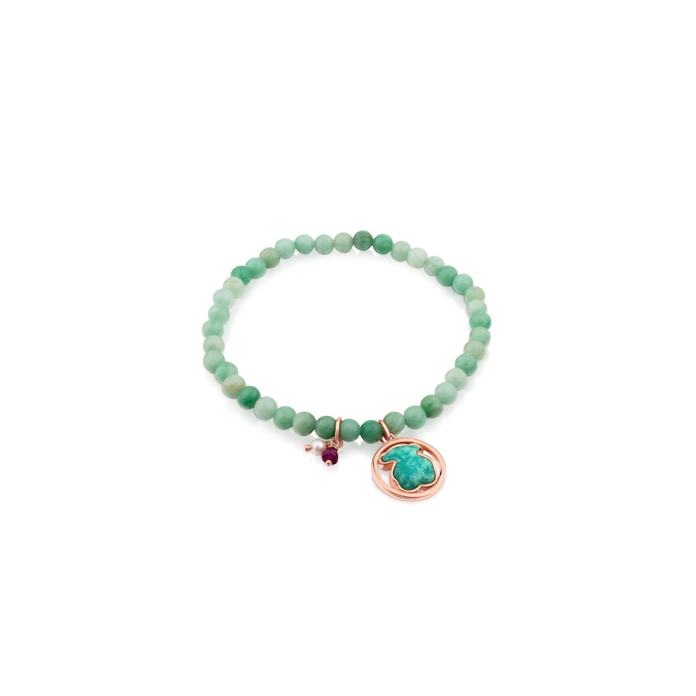 Rose Vermeil Silver Camille Bracelet with Amazonite, Ruby and Pearl