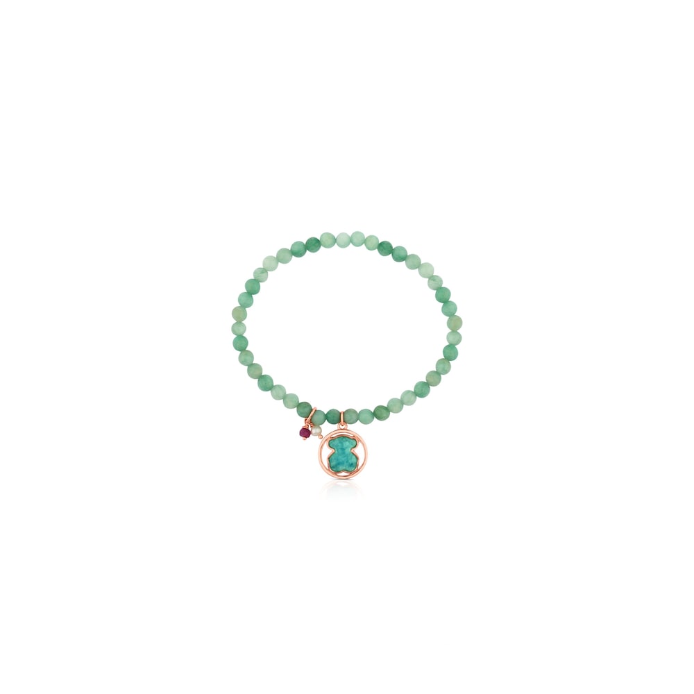 Rose Vermeil Silver Camille Bracelet with Amazonite, Ruby and Pearl