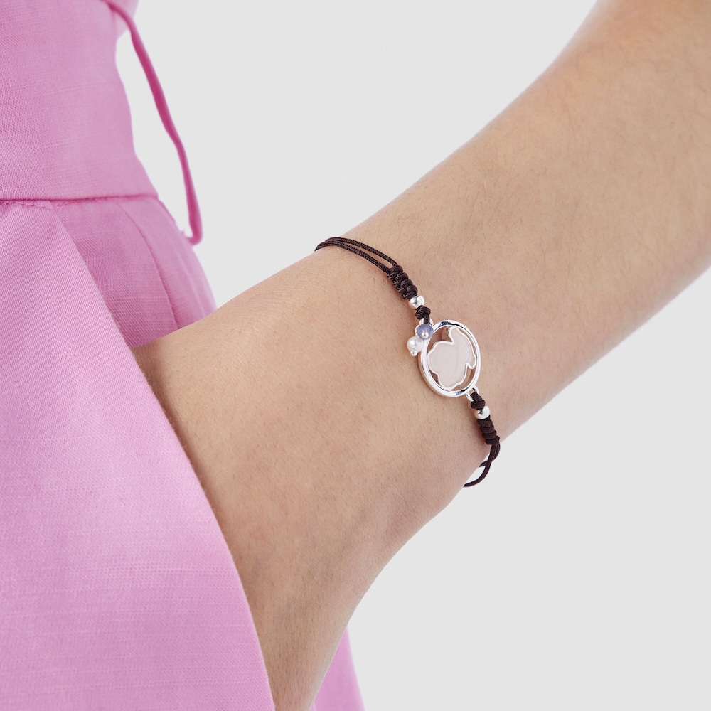 Silver Camille Bracelet with Rose Quartz, Iolite and Pearl