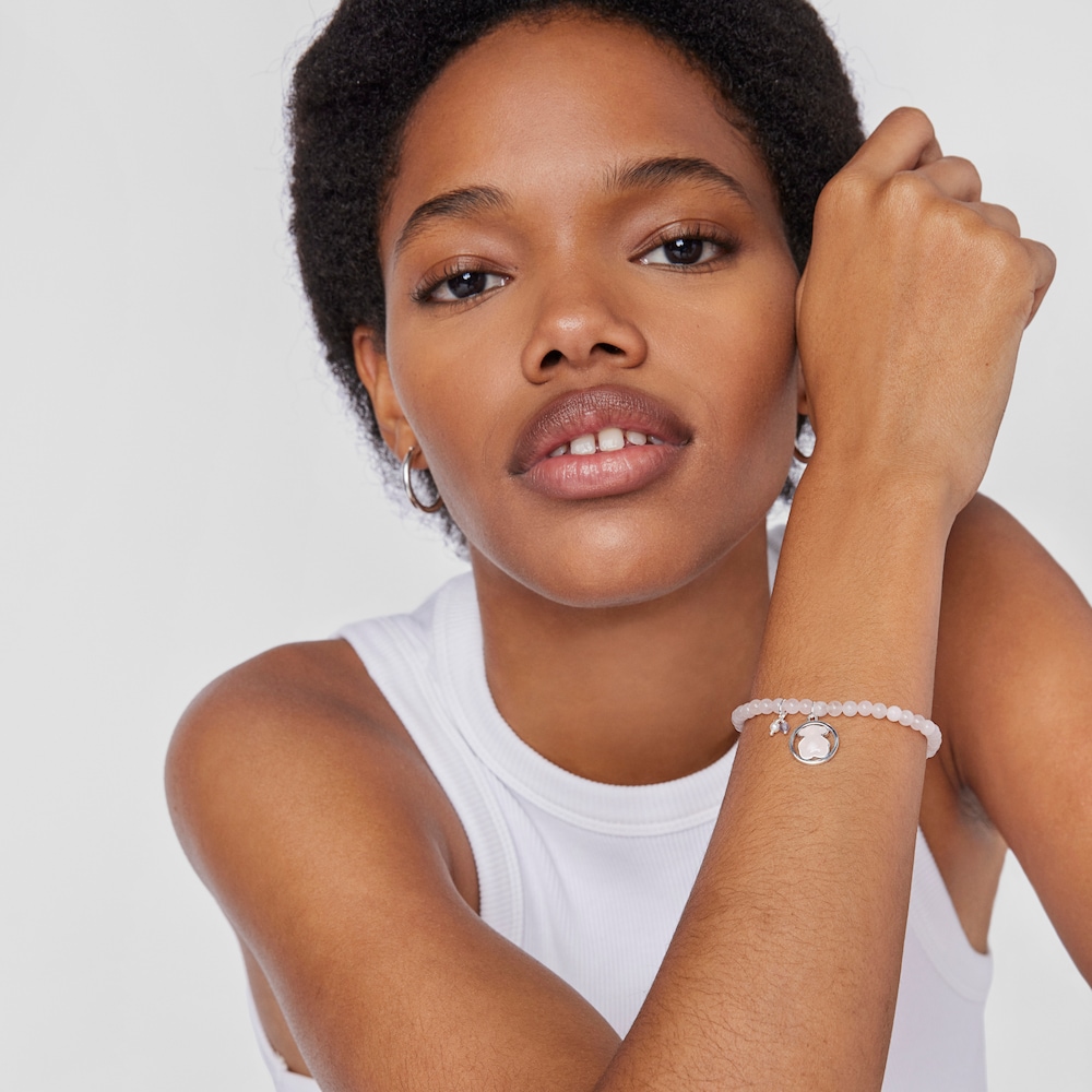 Armband Camille aus Silber und mit Rosenquarz, Iolith und Perle