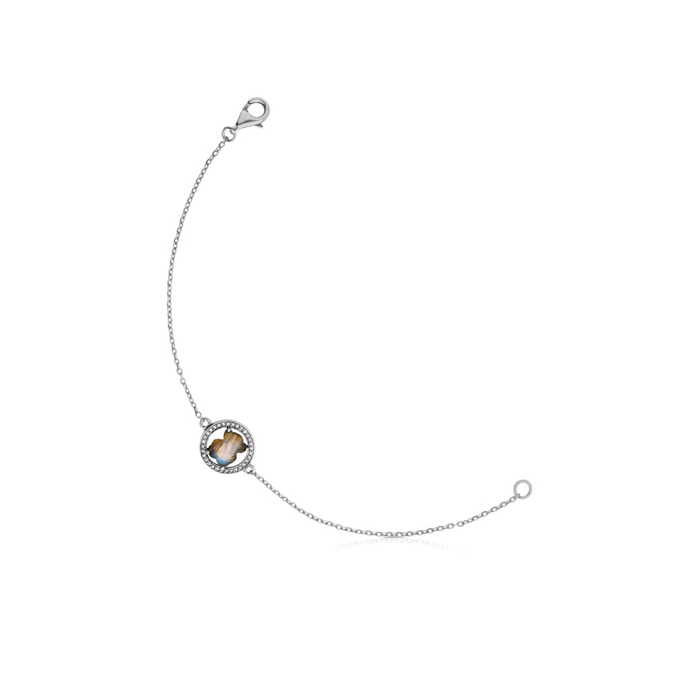 Pulsera de plata pavonada con labradorita y diamante Camille