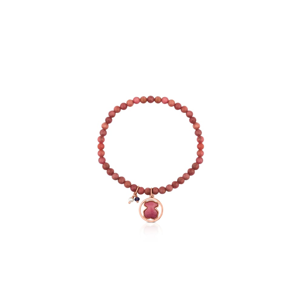Rose Vermeil Silver Camille Bracelet with Rhodonite, Iolite and Pearl