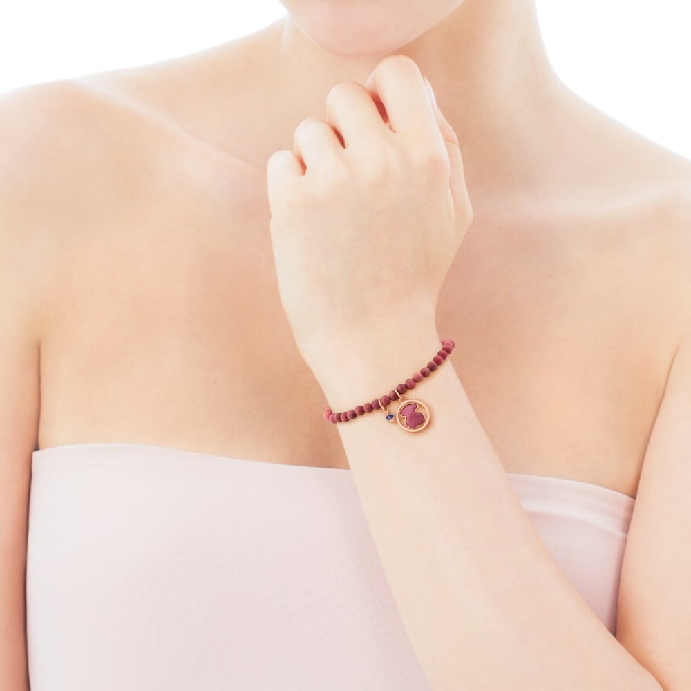 Rose Vermeil Silver Camille Bracelet with Rhodonite, Iolite and Pearl