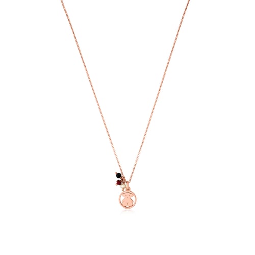 Rose Vermeil Silver Camille Necklace with Onyx, Ruby and Pearl