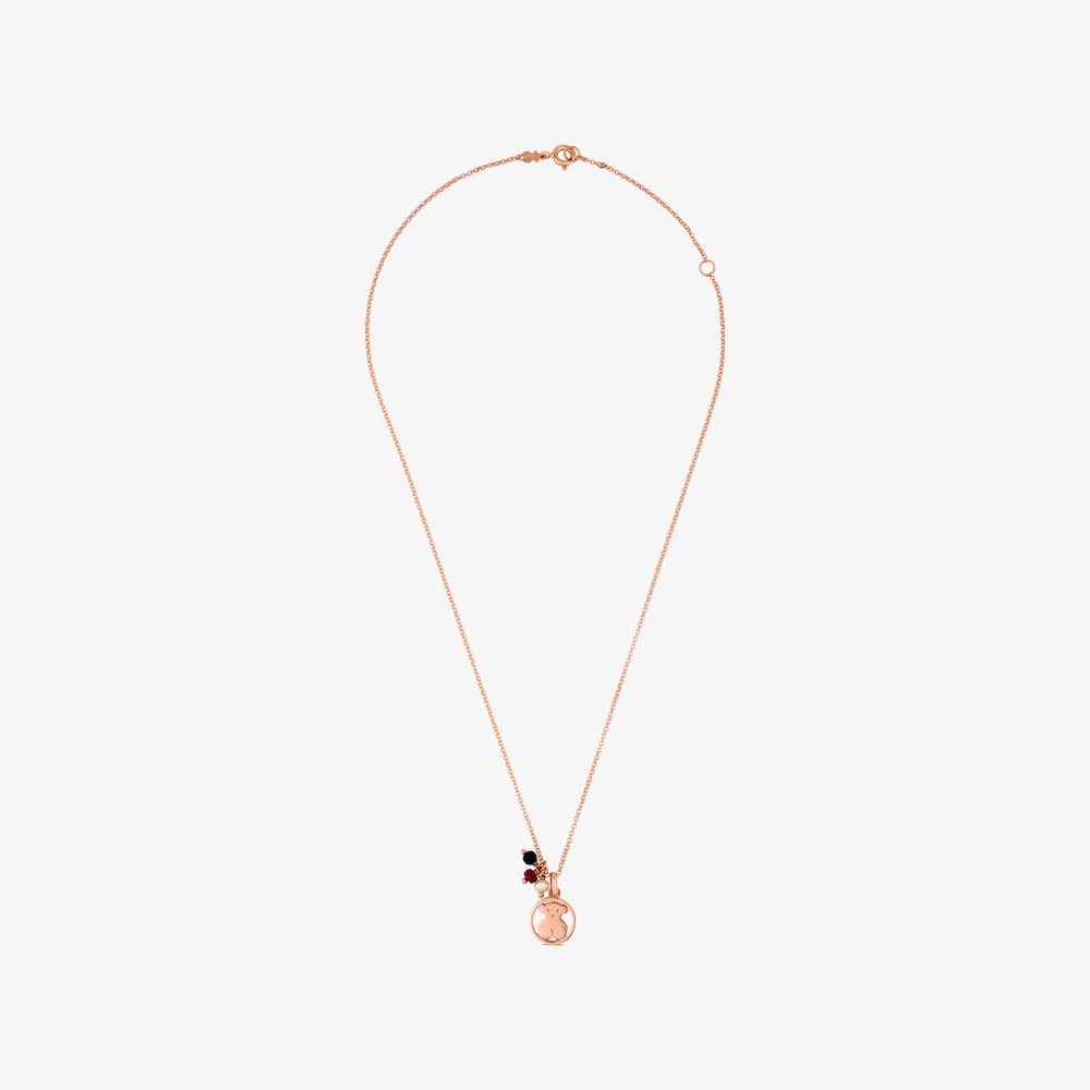 Camille - N&aacute;hrdeln&iacute;k Tous zo ružov&eacute;ho striebra Vermeil s rub&iacute;nom, perlou a &oacute;nyxem