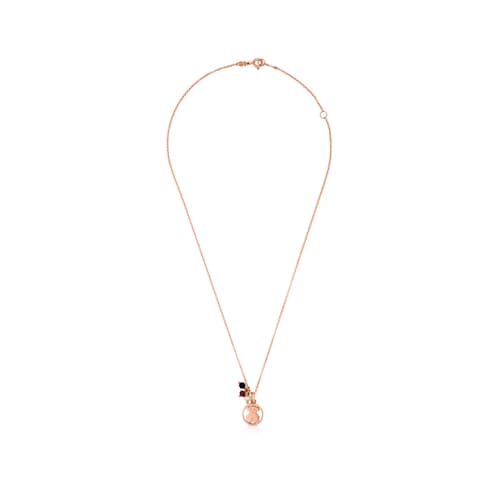 Rose Vermeil Silver Camille Necklace with Onyx, Ruby and Pearl