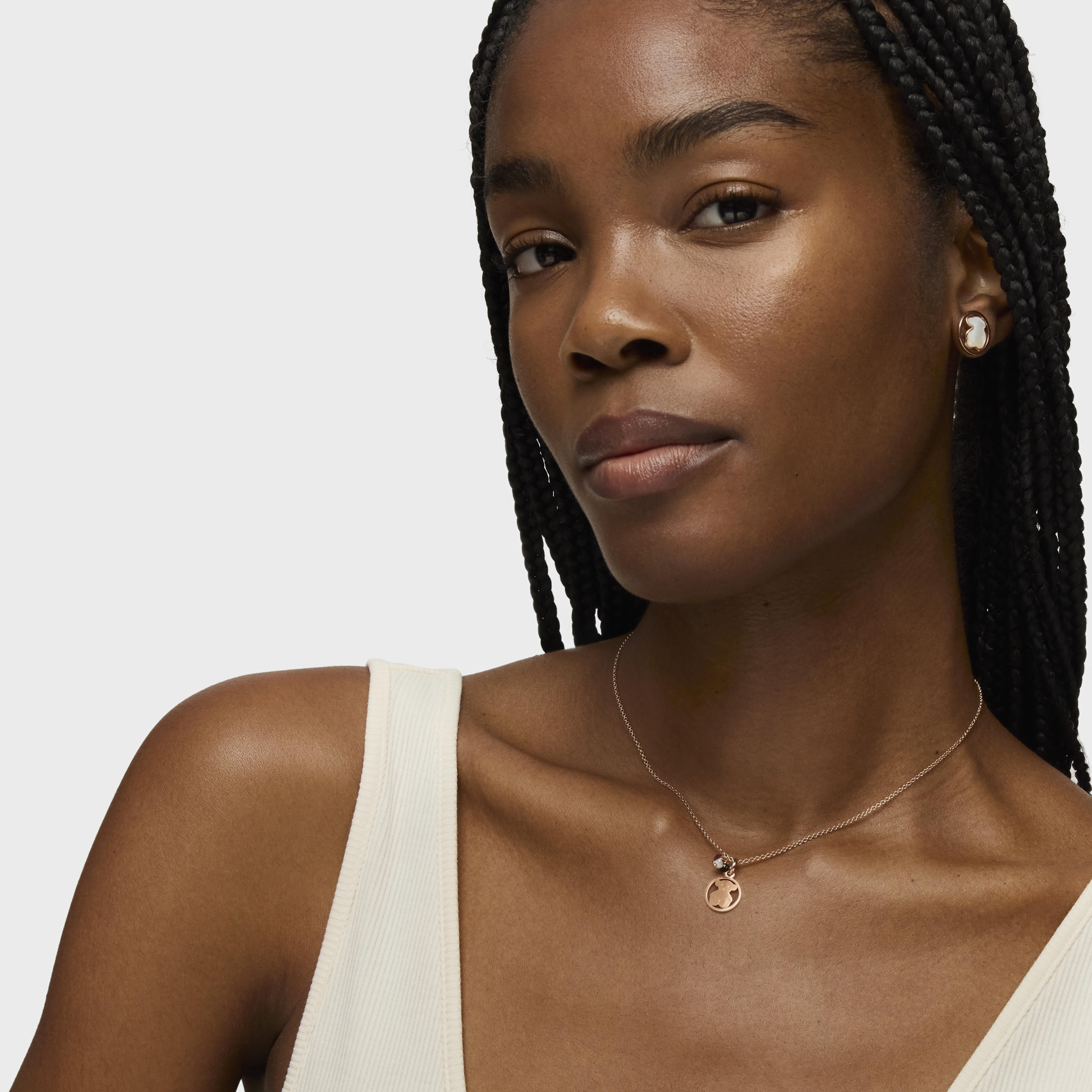 Rose 18K gold vermeil Camille Necklace with Onyx, Ruby and Pearl