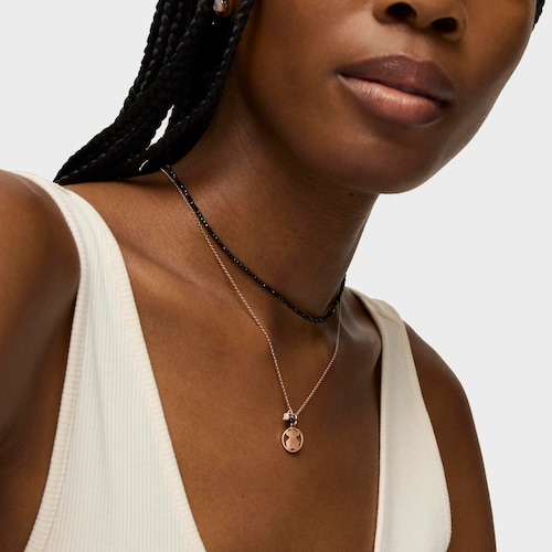Rose Vermeil Silver Camille Necklace with Onyx, Ruby and Pearl