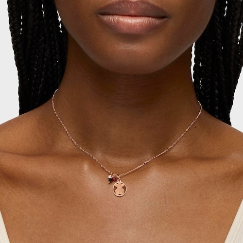 Rose Vermeil Silver Camille Necklace with Onyx, Ruby and Pearl