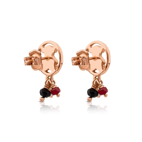 Arracades amb bany d'or rosa 18 kt sobre plata amb &ograve;nix, rob&iacute; tractat i perla cultivada Camille