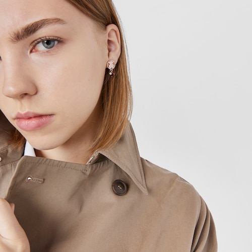 Arracades amb bany d'or rosa 18 kt sobre plata amb &ograve;nix, rob&iacute; tractat i perla cultivada Camille