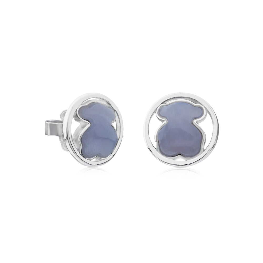 Silver Camille Earrings with Chalcedony