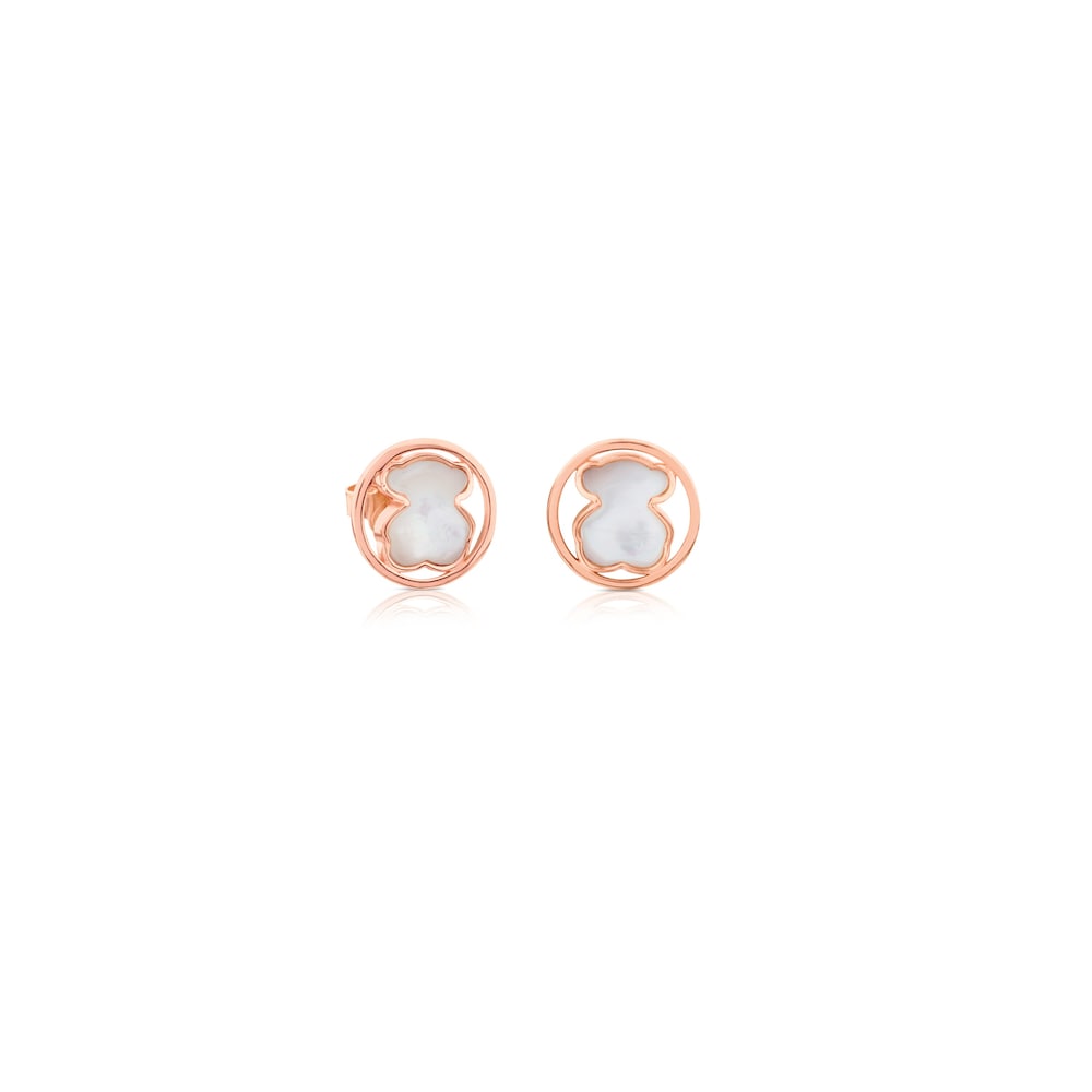 Pendientes con baño de oro rosa 18 kt sobre plata y nácar Camille image number 0