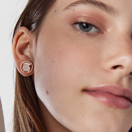 Rose Vermeil Silver Camille Earrings with Mother-of-Pearl