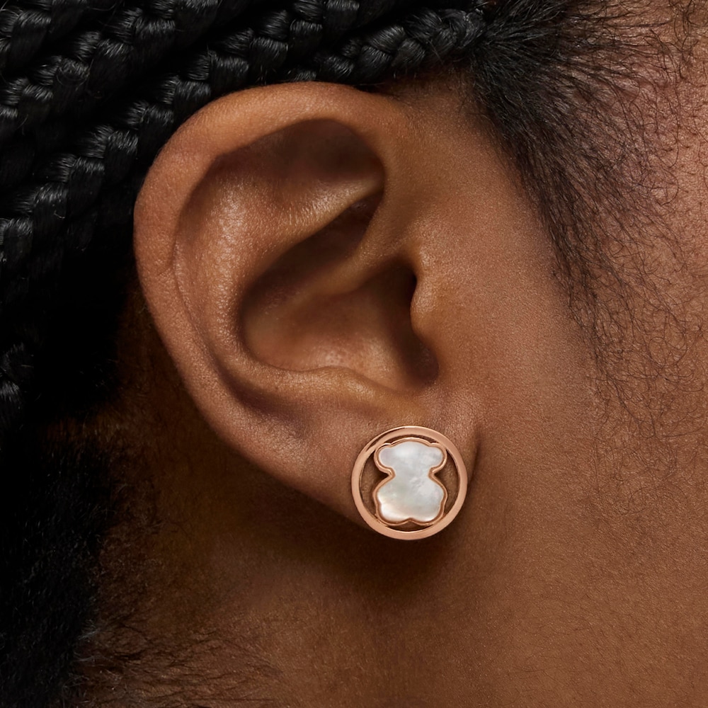 Pendientes con baño de oro rosa 18 kt sobre plata y nácar Camille image number 9
