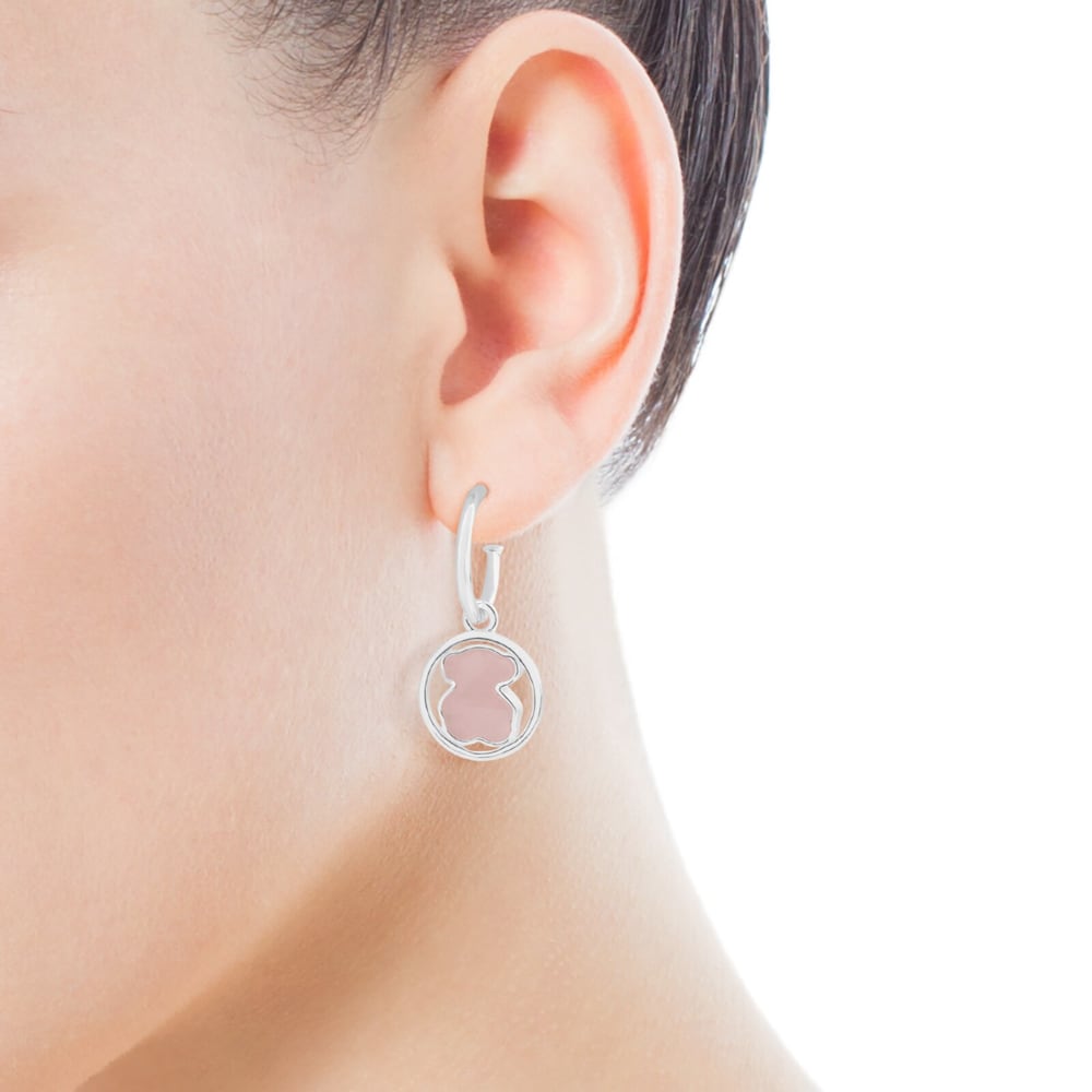 Aretes Camille de Plata con Cuarzo rosa
