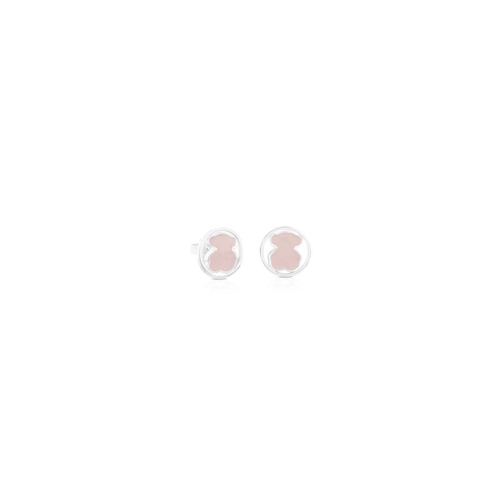 Silver Camille Earrings with Rose Quartz