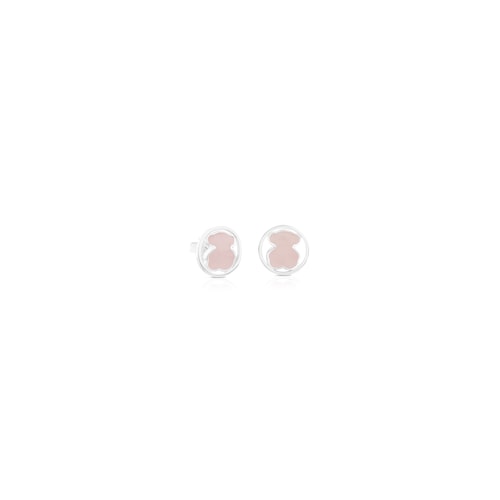 Silver Camille Earrings with Rose Quartz
