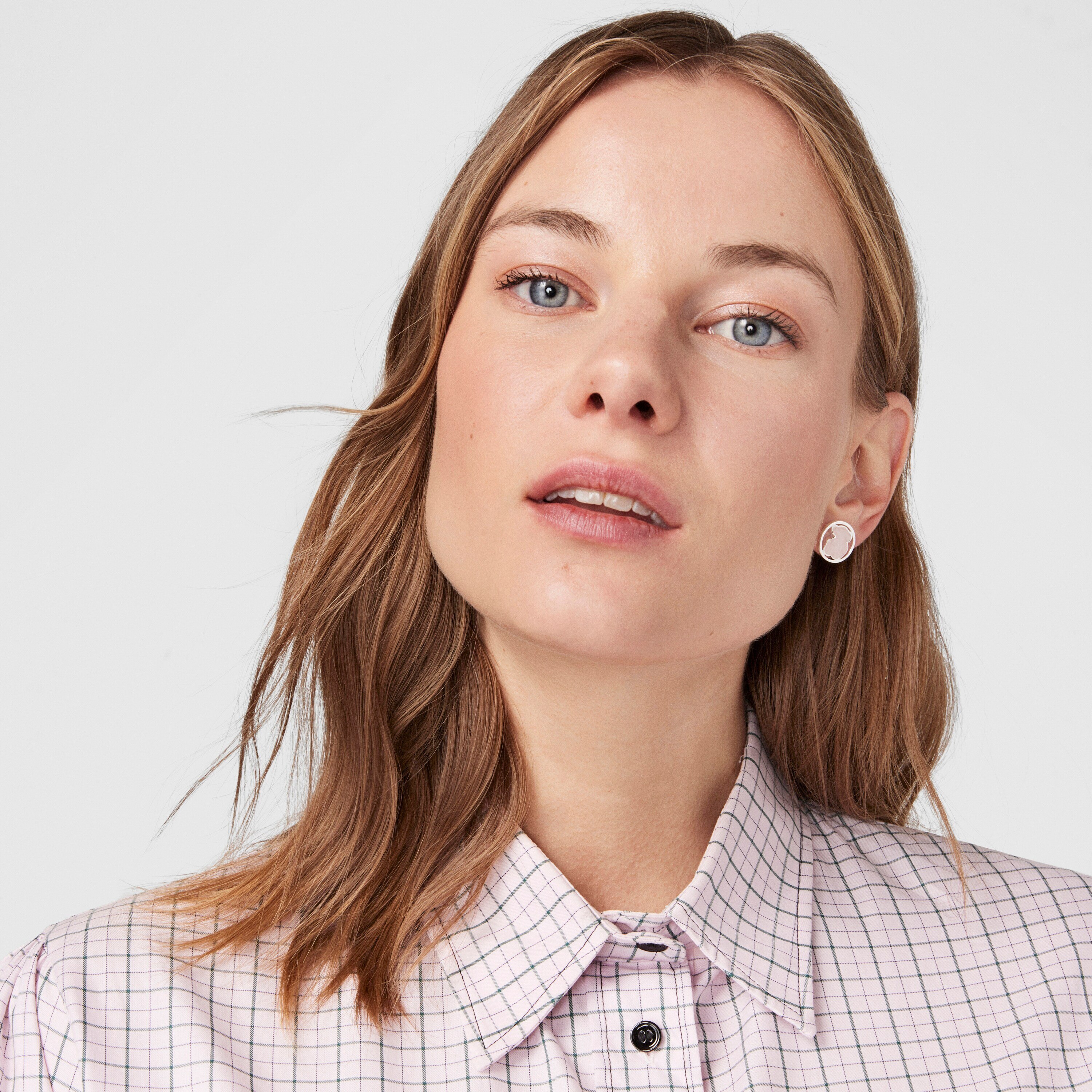 Silver Camille Earrings with Rose Quartz