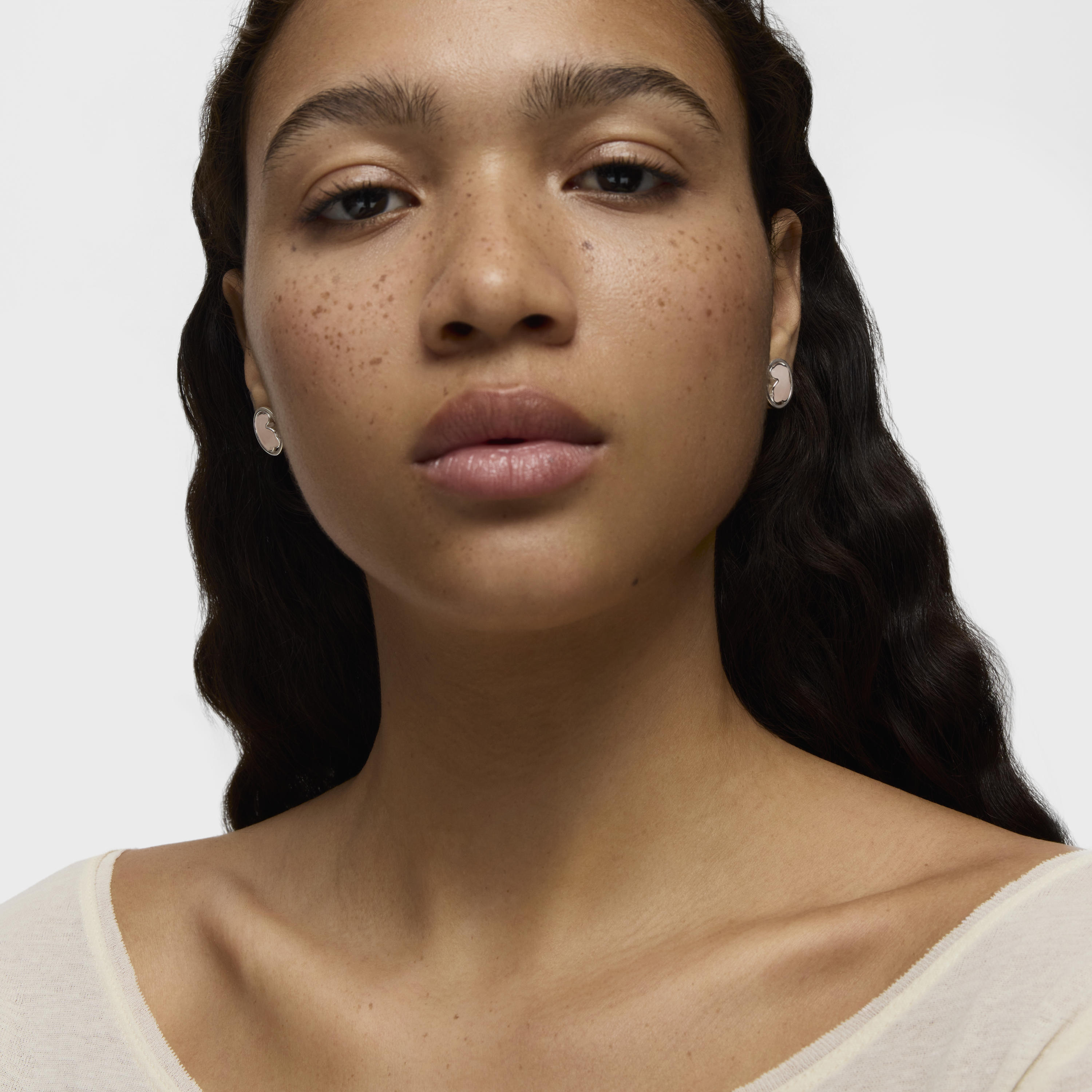 Silver Camille Earrings with Rose Quartz
