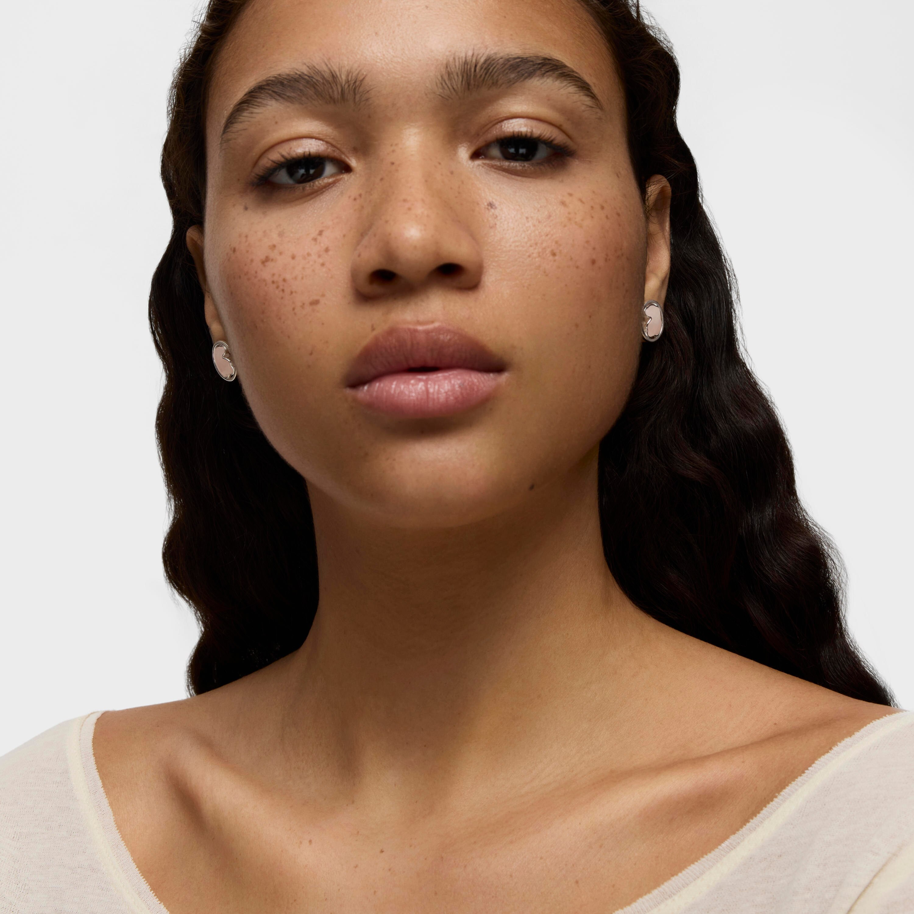 Silver Camille Earrings with Rose Quartz