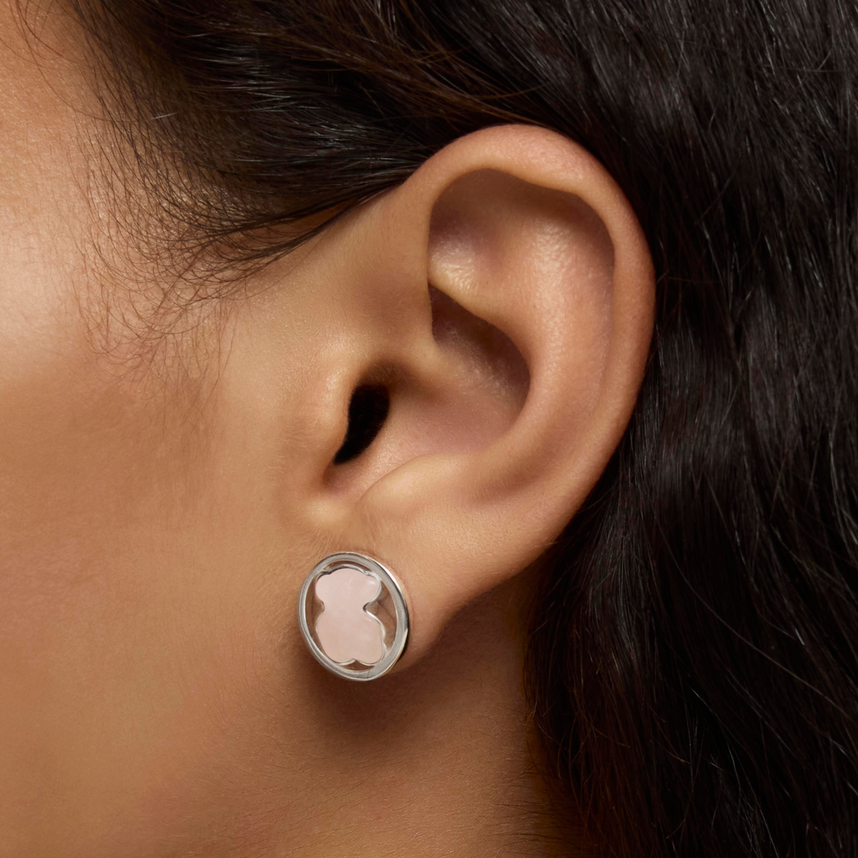 Silver Camille Earrings with Rose Quartz