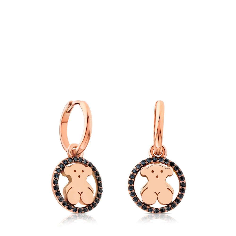 Aretes Camille con ba&ntilde;o de oro rosa 18 kt sobre plata con Espinela