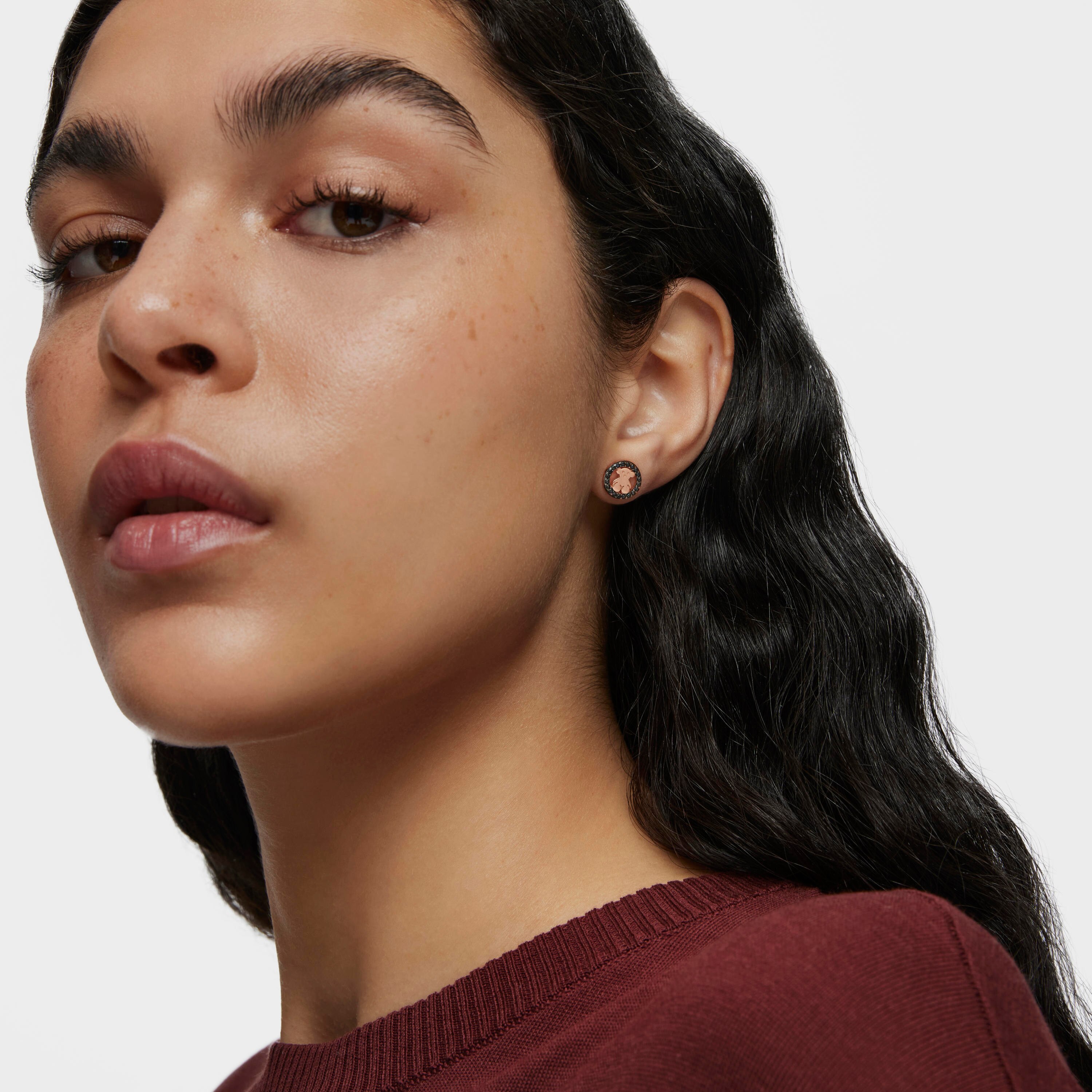 Rose Vermeil Silver TOUS Camille Earrings with Spinels Bear motif