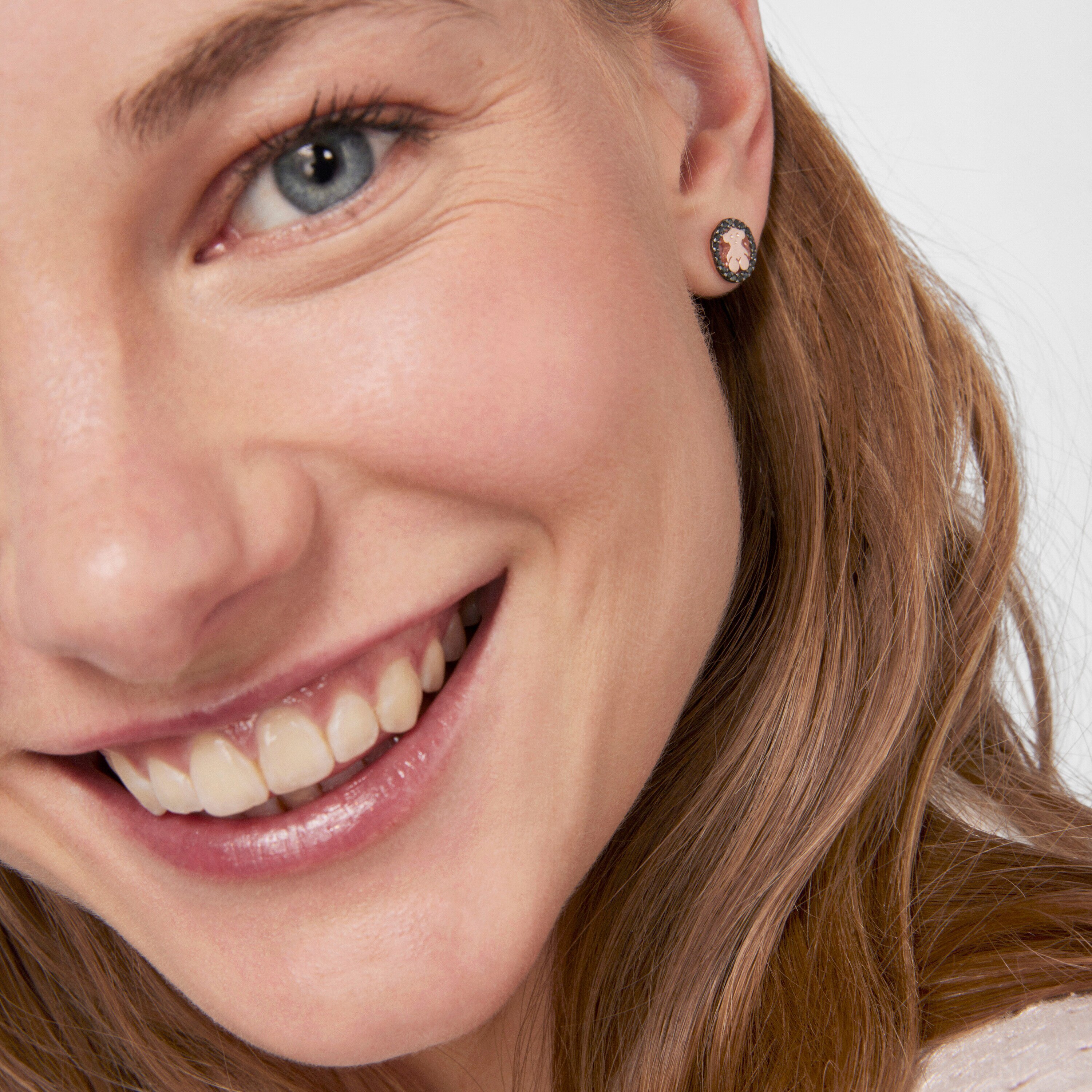 Rose Vermeil Silver TOUS Camille Earrings with Spinels Bear motif