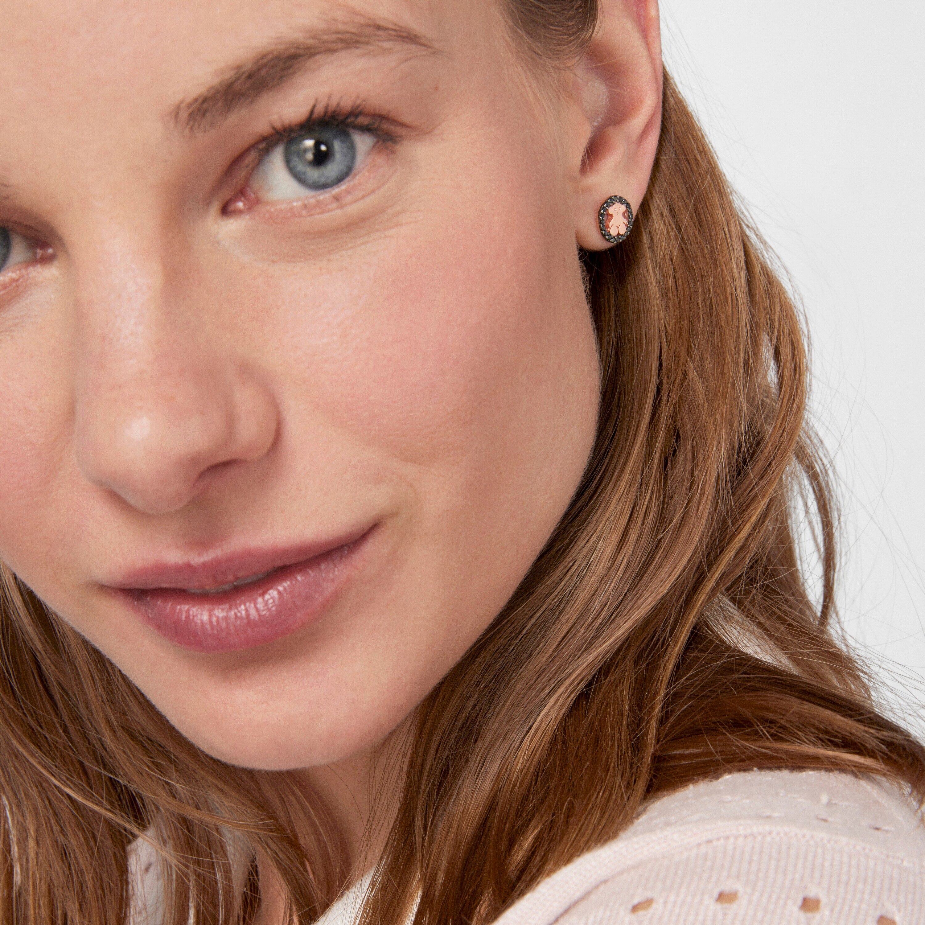 Rose Vermeil Silver TOUS Camille Earrings with Spinels Bear motif