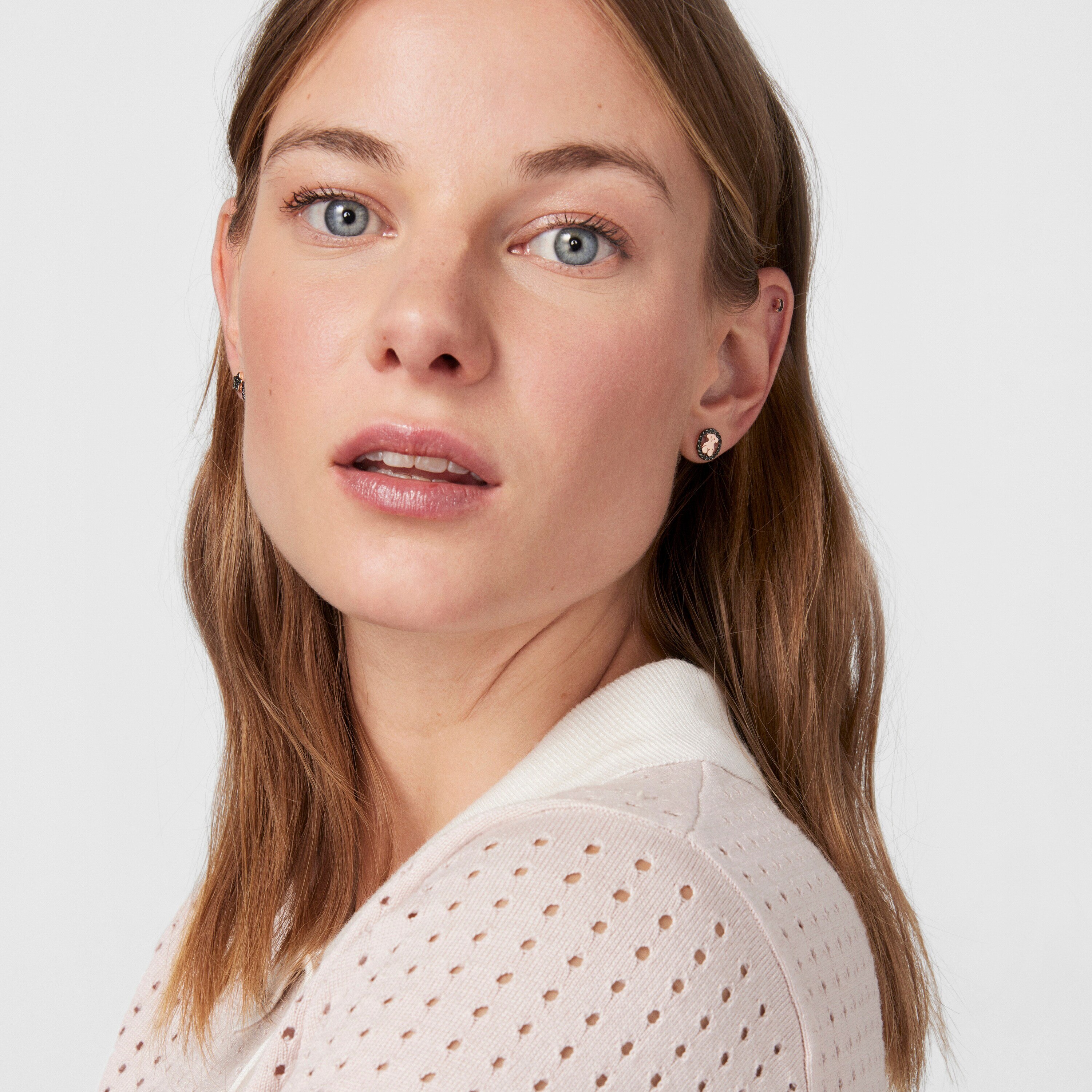 Rose Vermeil Silver TOUS Camille Earrings with Spinels Bear motif