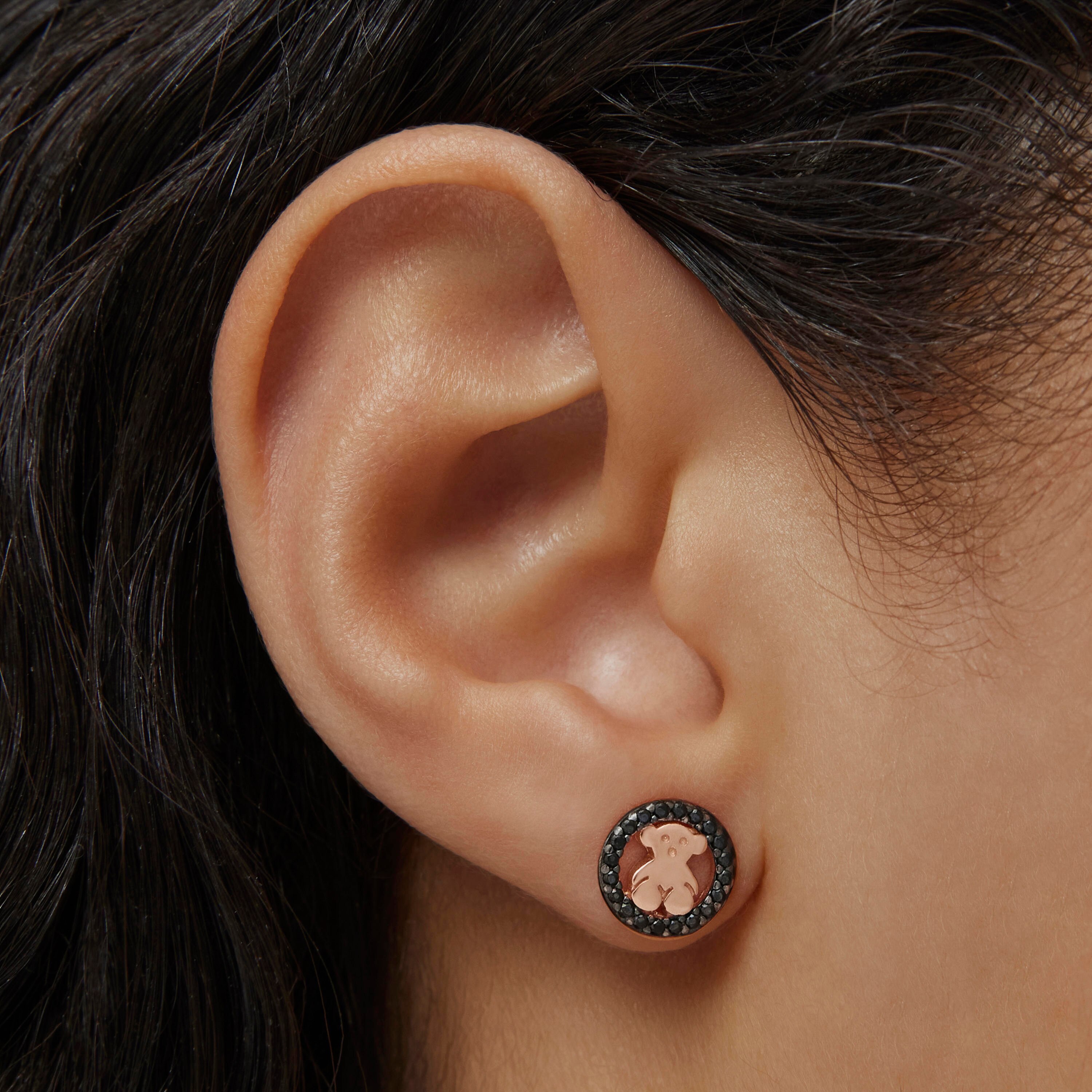 Rose Vermeil Silver TOUS Camille Earrings with Spinels Bear motif