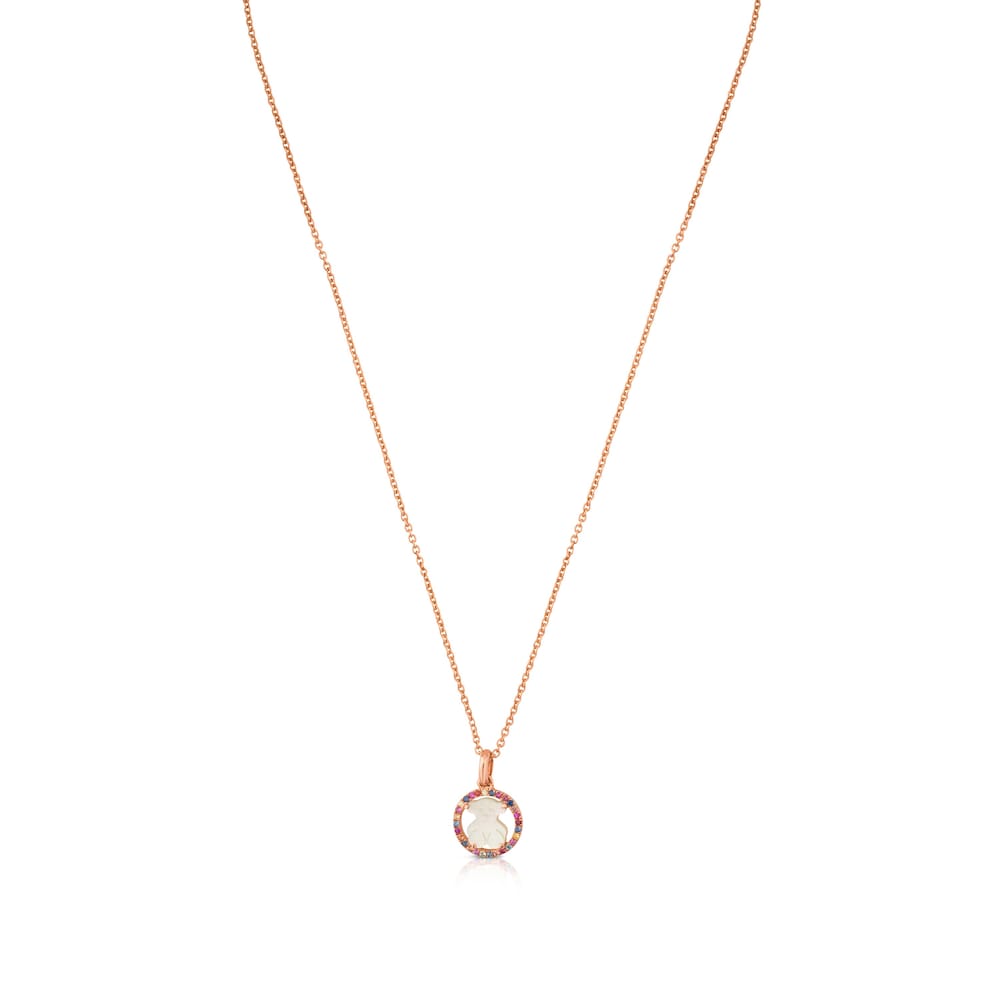 Rose Vermeil Silver Camille Necklace with Mother-of-Pearl and multicolored Sapphire