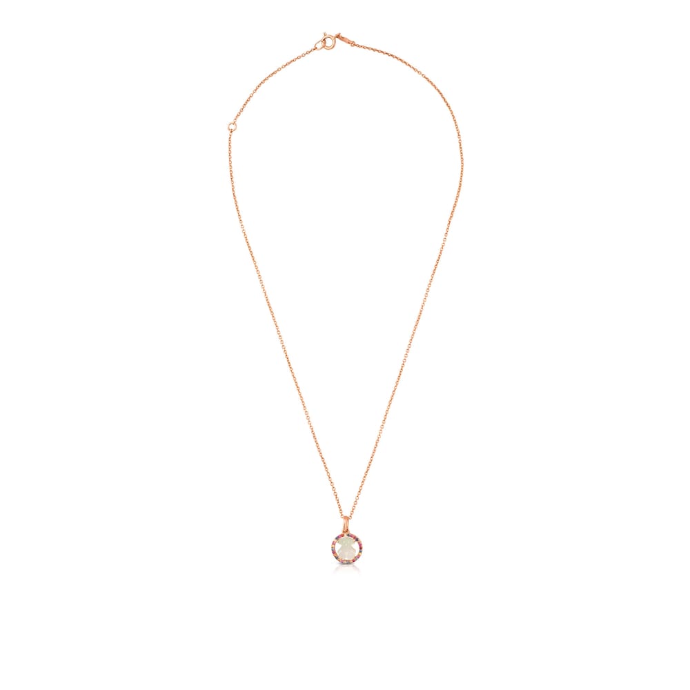 Collar con ba&ntilde;o de oro rosa 18 kt sobre plata y gemas Camille