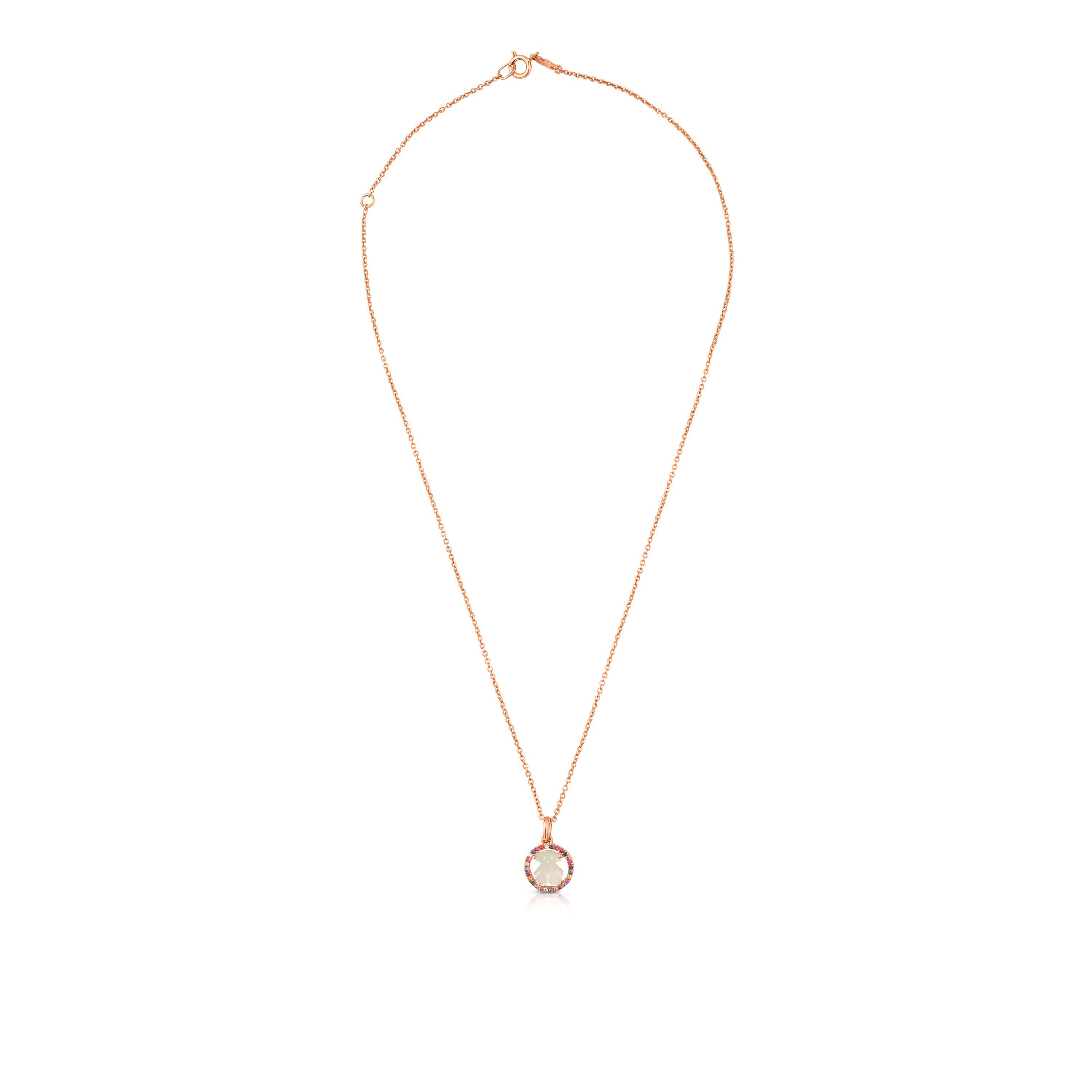 Rose Vermeil Silver Camille Necklace with Mother-of-Pearl and multicolored Sapphire